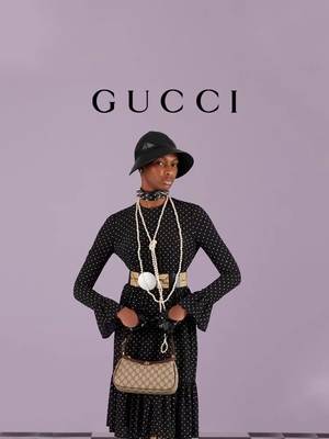 छोटा GG सुप्रीम कैनवास लेदर अंडरआर्म शोल्डर बैग GUCCI Ophidia