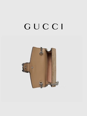 छोटे GUCCI डायोनिसस अलंकृत ब्रांडेड महिलाओं के हैंडबैग लेपित कैनवास साबर