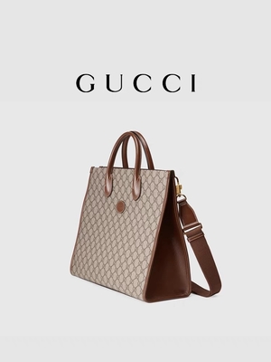 पैनल वाला GG सुप्रीम प्रिंट Gucci कैनवास टोट बैग शोल्डर बैग इंटरलॉकिंग के साथ G