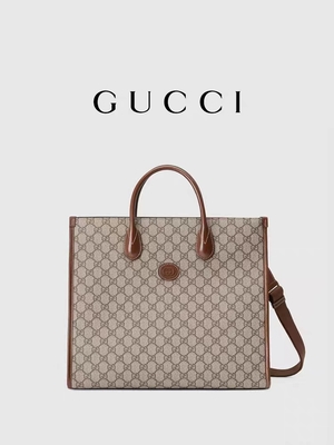 पैनल वाला GG सुप्रीम प्रिंट Gucci कैनवास टोट बैग शोल्डर बैग इंटरलॉकिंग के साथ G