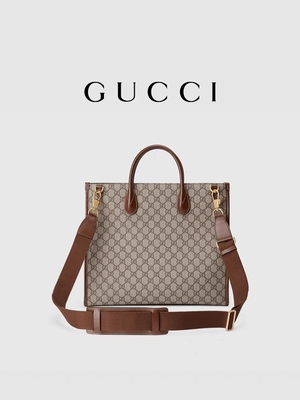 पैनल वाला GG सुप्रीम प्रिंट Gucci कैनवास टोट बैग शोल्डर बैग इंटरलॉकिंग के साथ G