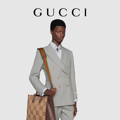 GUCCI ब्रांडेड शोल्डर बैग जंबो GG टोट बैग कैमल मेन जेंटलमैन