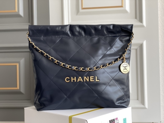 22S Calfskin Navy Chanel 22 &quot;ट्रैश बैग&quot; छोटा हैंडबैग ODM