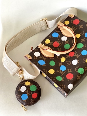 LV X Yayoi प्रीलव्ड ब्रांडेड बैग Kusama OnTheGoMM मोनोग्राम मल्टीकलर