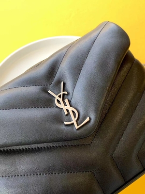 YSL सेंट लॉरेंट लेडीज कैसेंड्रा चेन शोल्डर बैग कॉटन कैनवास और कारमेल ब्राउन बछड़ा