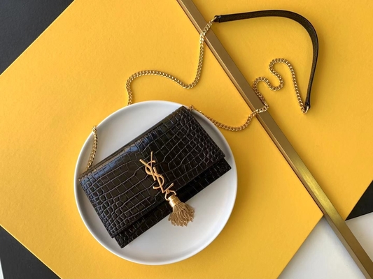 Calfskin YSL काला बैग सोने की चेन केट छोटा लटकन