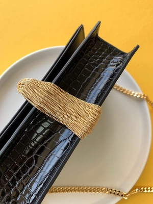 Calfskin YSL काला बैग सोने की चेन केट छोटा लटकन