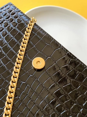 Calfskin YSL काला बैग सोने की चेन केट छोटा लटकन