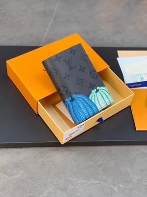 लुई Vuitton LV X YK मिनी डिज़ाइनर पर्स पॉकेट ऑर्गनाइज़र ब्लैक कद्दू प्रिंट